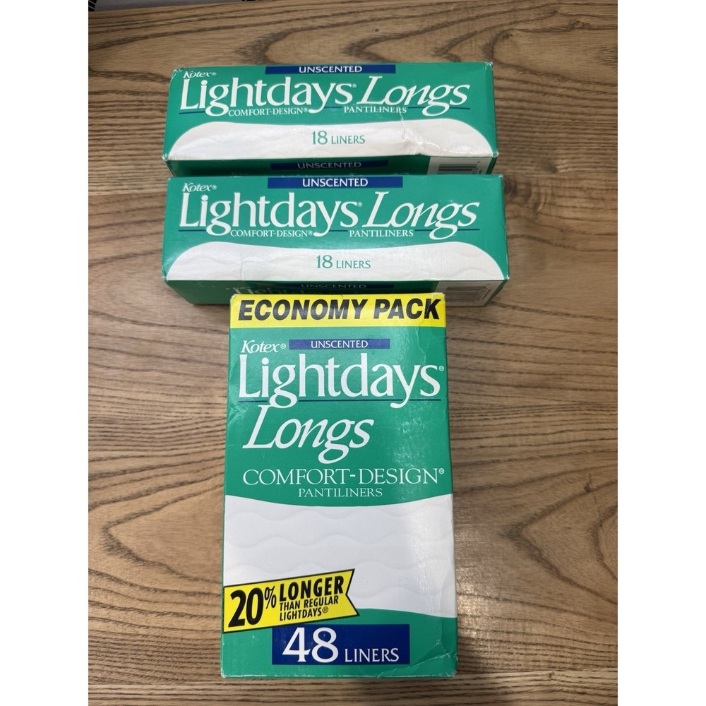 VTG Kotex Lightdays Pantiliners 1988 NOS 3 Boxes Pantyliners Oval 84ct Total